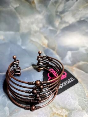 paparazzi Copper Multi-Band Beaded Cuff Bracelet - Brown